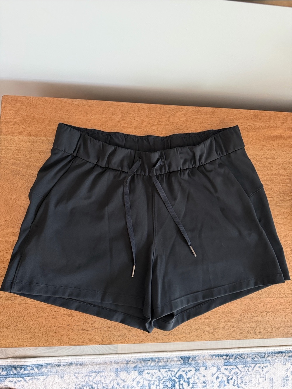 Lululemon On The Fly Drawstring Black Shorts- Size 8